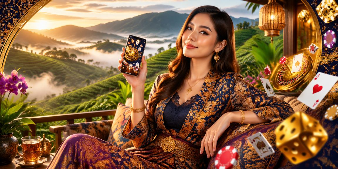 Pengguna menggunakan aplikasi kasino spa9 dengan motif batik Malaysia untuk deposit bonus