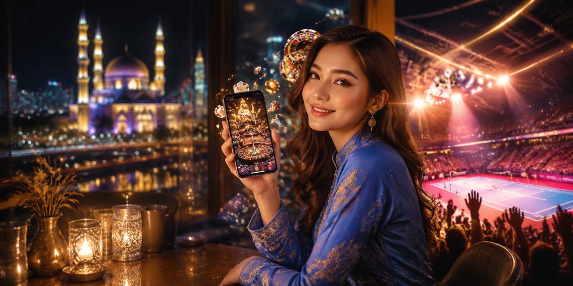 Pengguna berbaju kurung menggunakan aplikasi kasino spa9 di Selangor